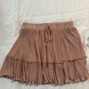 Dry Goods Pink Skater Mini Skirt with Pleated Ruffled Tie Front